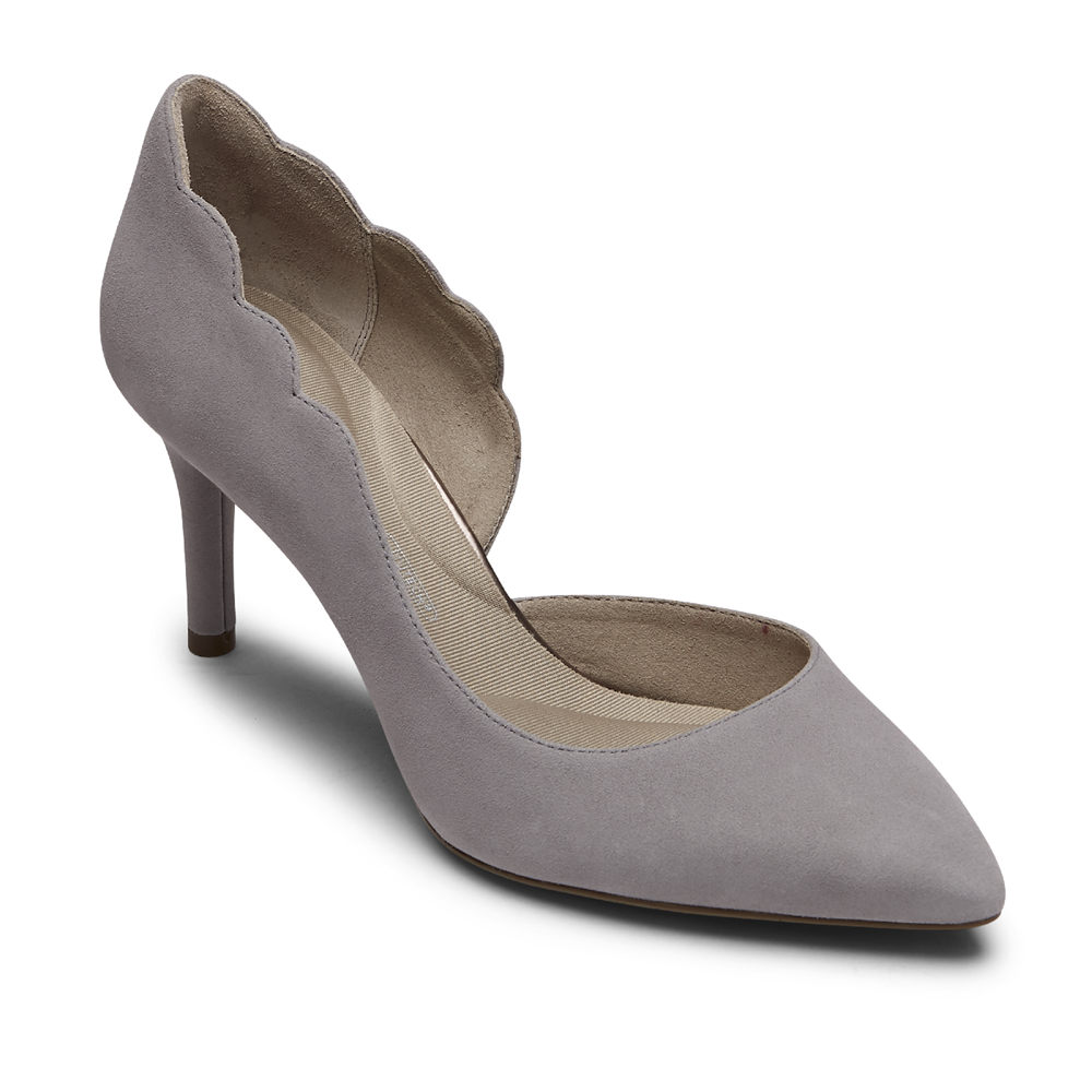 Rockport Womens Total Motion 75mm Scalloped DOrsay - Heels Grey - UNY971082